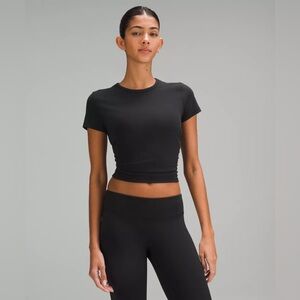 New Lululemon All It Takes Nulu Short Sleeve  Ruched T Shirt Sz6 Black MSRP:$68